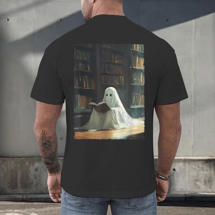 Ghost Library Halloween Book Reading Books Lover Teacher Men's Back Print T-Shirt, gift for family, gift for coworker Ghost Library Halloween Book Reading Books Lover Teacher Men's Back Print T-Shirt, gift for family, gift for coworker