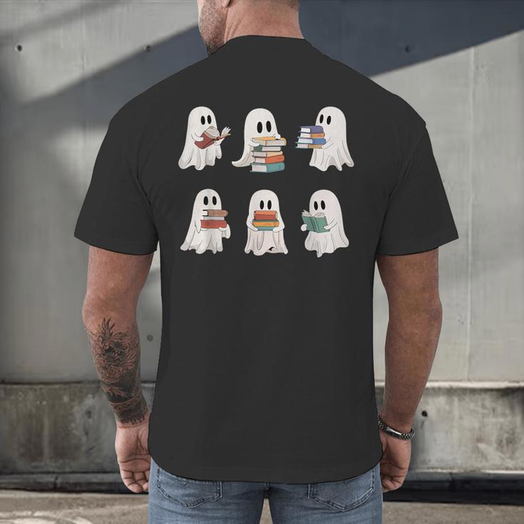 Ghost Reading Books Teacher Halloween Librarian Cute Boook Men's Back Print T-Shirt, gift for family, gift for coworker Ghost Reading Books Teacher Halloween Librarian Cute Boook Men's Back Print T-Shirt, gift for family, gift for coworker