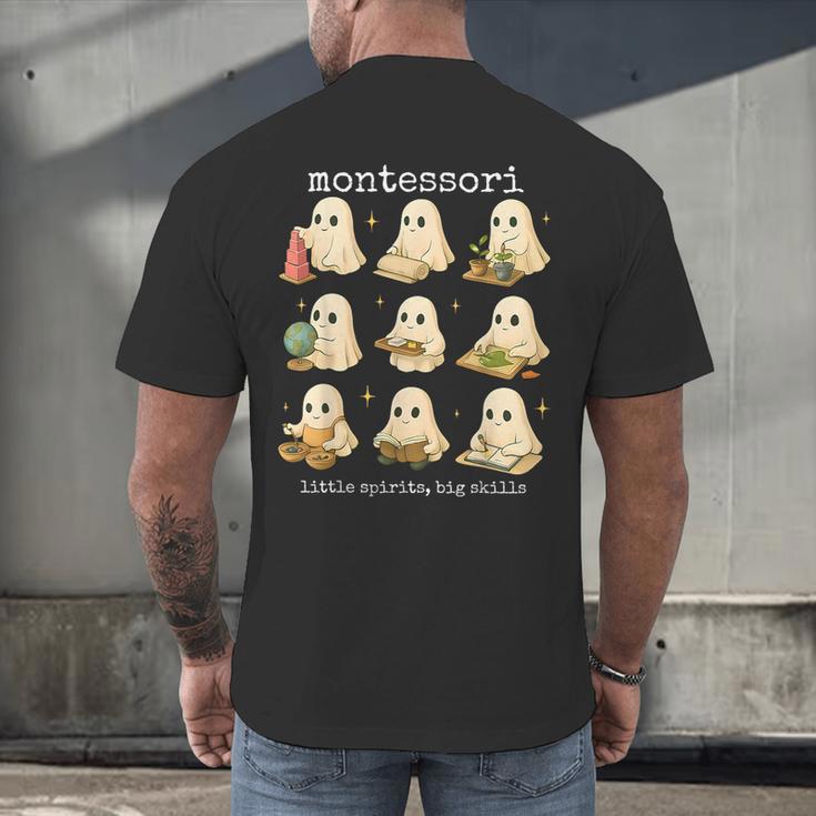 Ghosts Halloween Montessori Teacher Educator Costume Men's Back Print T-Shirt, gift for family, gift for coworker