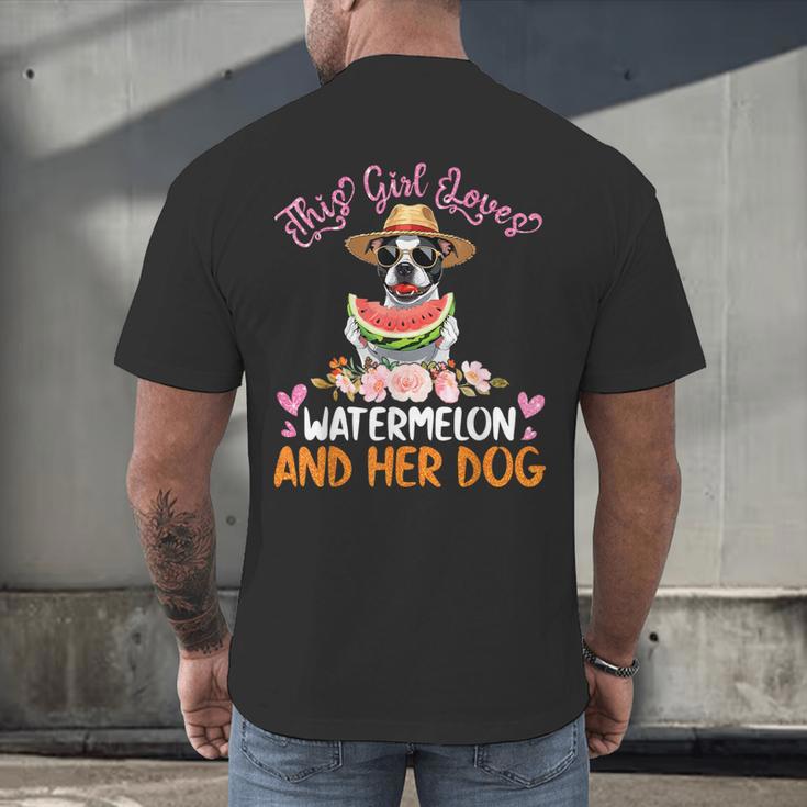 This Girl Loves Watermelon And Her Boston Terrier Dog Mother Men's Back Print T-Shirt, gift for family, gift for coworker