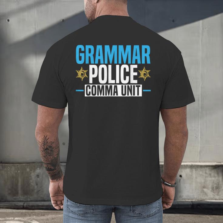 Grammar Police Comma Unit English Teacher Grammar Teacher For Men Women Men's Back Print T-Shirt, gift for family, gift for coworker