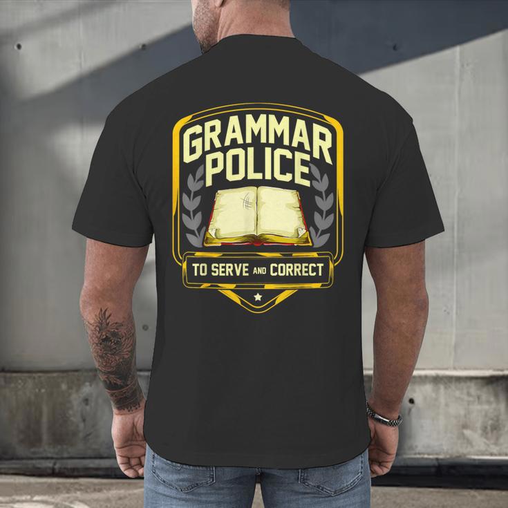 Grammar Police To Serve And Correct English Teacher Men's Back Print T-Shirt, gift for family, gift for coworker