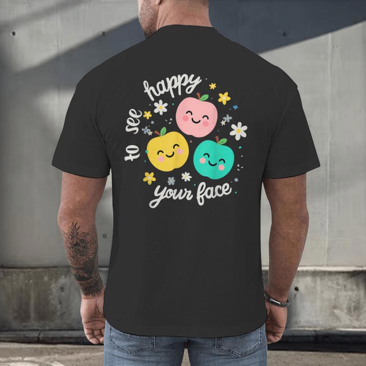 Groovy Happy To See Your Face Teacher School Appreciation Men's Back Print T-Shirt, gift for family, gift for coworker Groovy Happy To See Your Face Teacher School Appreciation Men's Back Print T-Shirt, gift for family, gift for coworker