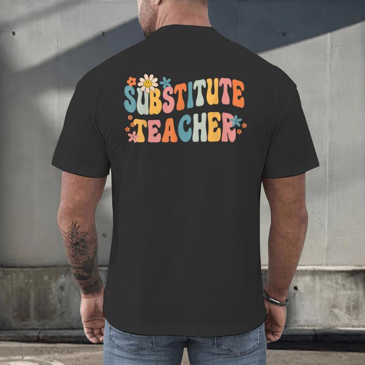 Groovy Substitute Teacher Retro Teacher Back To School Men's Back Print T-Shirt, gift for family, gift for coworker Groovy Substitute Teacher Retro Teacher Back To School Men's Back Print T-Shirt, gift for family, gift for coworker