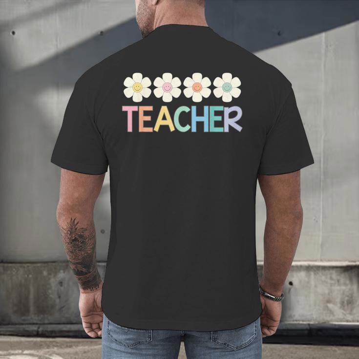 Groovy Teacher Cute Daisy Flower Retro Back To School Men's Back Print T-Shirt, gift for family, gift for coworker Groovy Teacher Cute Daisy Flower Retro Back To School Men's Back Print T-Shirt, gift for family, gift for coworker