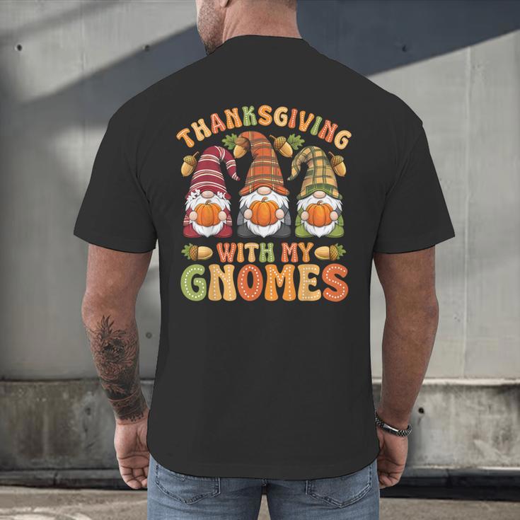 Groovy Thanksgiving With My Gnomie Women Teacher Fall Gnome Men's Back Print T-Shirt, gift for family, gift for coworker Groovy Thanksgiving With My Gnomie Women Teacher Fall Gnome Men's Back Print T-Shirt, gift for family, gift for coworker