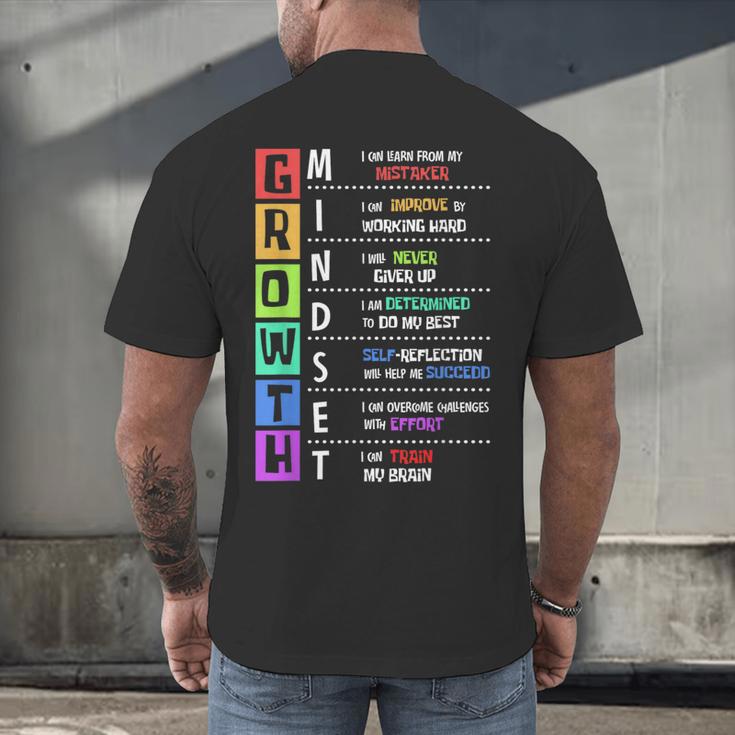Growth Mindset Positive Motivational Classroom Teacher Learn Men's Back Print T-Shirt, gift for family, gift for coworker