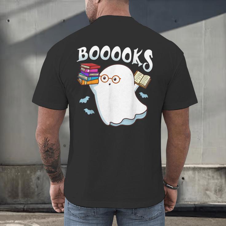 Halloween Books Librarian English Teacher Reader Reading Men's Back Print T-Shirt, gift for family, gift for coworker