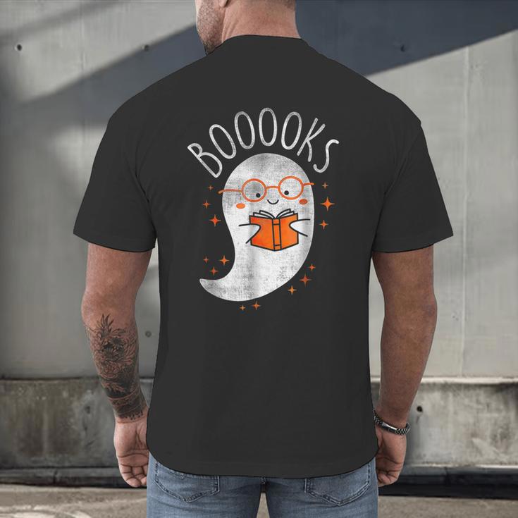 Halloween Cute Ghost Book Reading Teacher Men's Back Print T-Shirt, gift for family, gift for coworker Halloween Cute Ghost Book Reading Teacher Men's Back Print T-Shirt, gift for family, gift for coworker