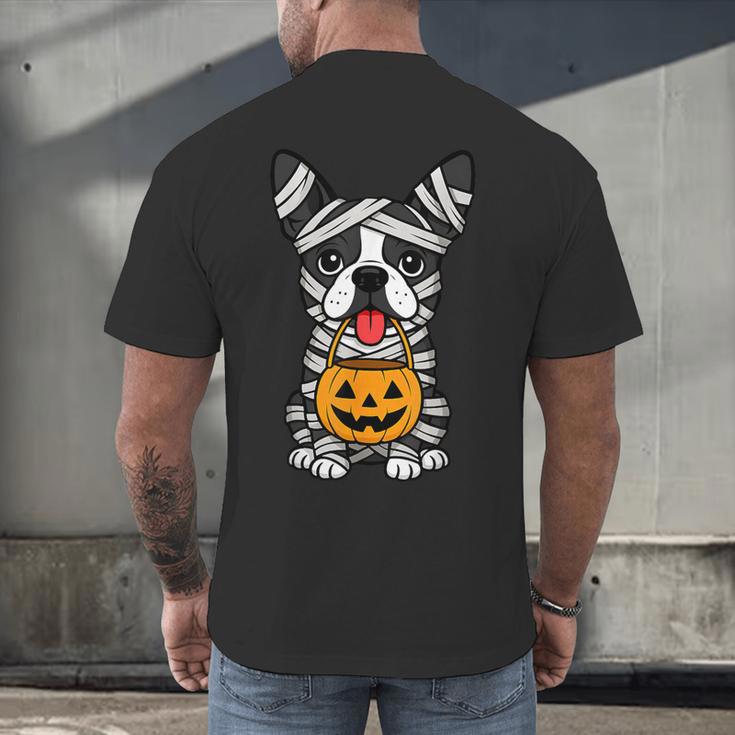 Halloween Dog Boston Terrier Mummy Costume Men Women Kids Men's Back Print T-Shirt, gift for family, gift for coworker