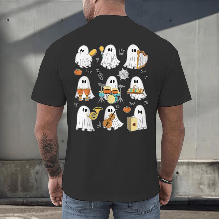 Halloween Ghost Music Teacher Playing Instruments Men's Back Print T-Shirt, gift for family, gift for coworker Halloween Ghost Music Teacher Playing Instruments Men's Back Print T-Shirt, gift for family, gift for coworker