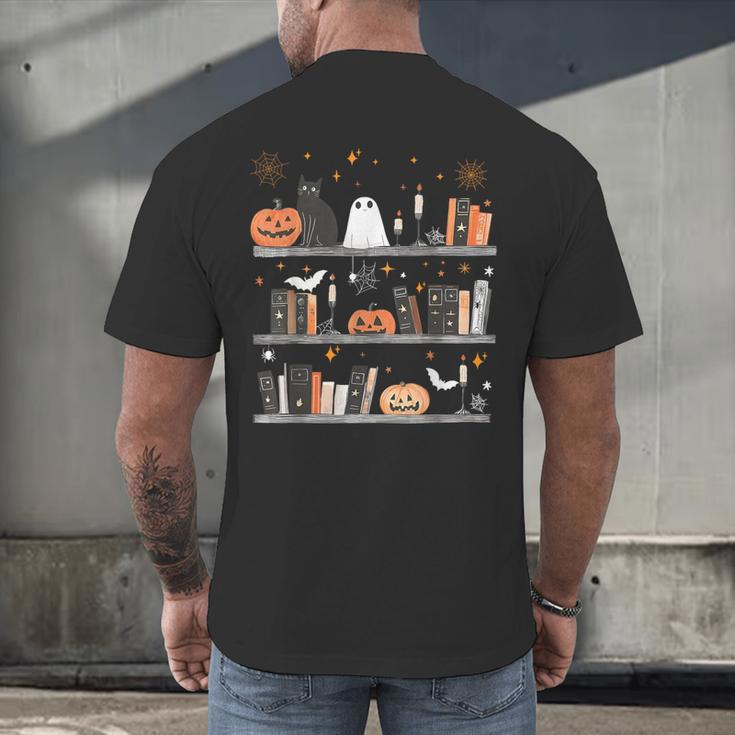 Halloween Library Ghost Books Teacher Spooky Trick Or Teach Men's Back Print T-Shirt, gift for family, gift for coworker Halloween Library Ghost Books Teacher Spooky Trick Or Teach Men's Back Print T-Shirt, gift for family, gift for coworker