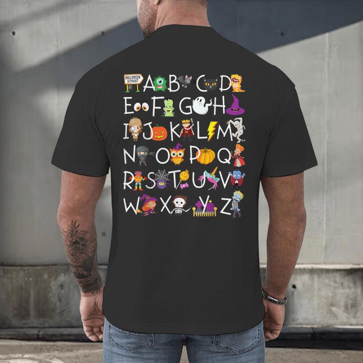 Halloween Nursery Teacher Shirt Halloween Alphabet Men's Back Print T-Shirt, gift for family, gift for coworker Halloween Nursery Teacher Shirt Halloween Alphabet Men's Back Print T-Shirt, gift for family, gift for coworker