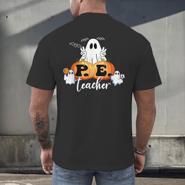 Halloween PE Teacher Ghosts Pumpkins Sports Lover Men's Back Print T-Shirt, gift for family, gift for coworker Halloween PE Teacher Ghosts Pumpkins Sports Lover Men's Back Print T-Shirt, gift for family, gift for coworker