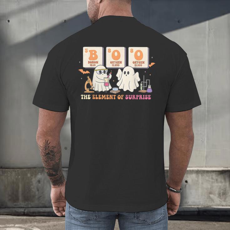 Halloween Science Teacher Boo Ghost The Element Of Surprise Men's Back Print T-Shirt, gift for family, gift for coworker Halloween Science Teacher Boo Ghost The Element Of Surprise Men's Back Print T-Shirt, gift for family, gift for coworker