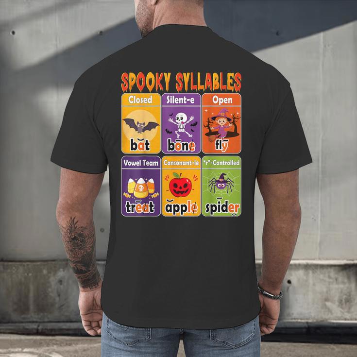 Halloween Spooky Syllable Types Teacher Educational Men's Back Print T-Shirt, gift for family, gift for coworker Halloween Spooky Syllable Types Teacher Educational Men's Back Print T-Shirt, gift for family, gift for coworker