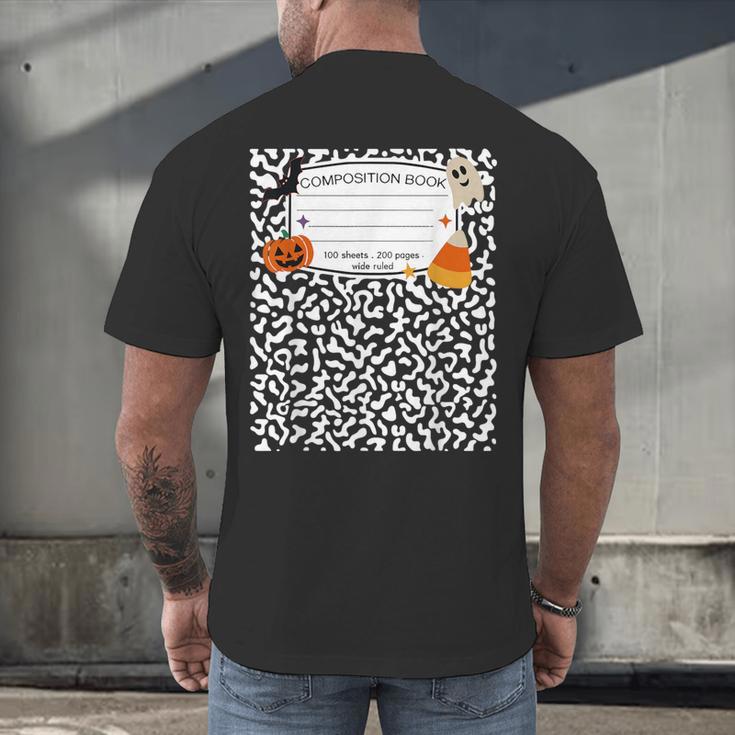 Halloween Teacher Composition Book Notebook Matching Group Men's Back Print T-Shirt, gift for family, gift for coworker Halloween Teacher Composition Book Notebook Matching Group Men's Back Print T-Shirt, gift for family, gift for coworker