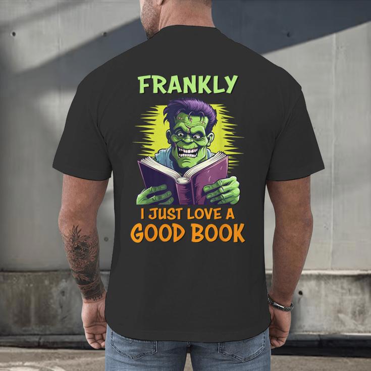 Halloween Teacher Librarian Frankenstein Reading Books Men's Back Print T-Shirt, gift for family, gift for coworker Halloween Teacher Librarian Frankenstein Reading Books Men's Back Print T-Shirt, gift for family, gift for coworker