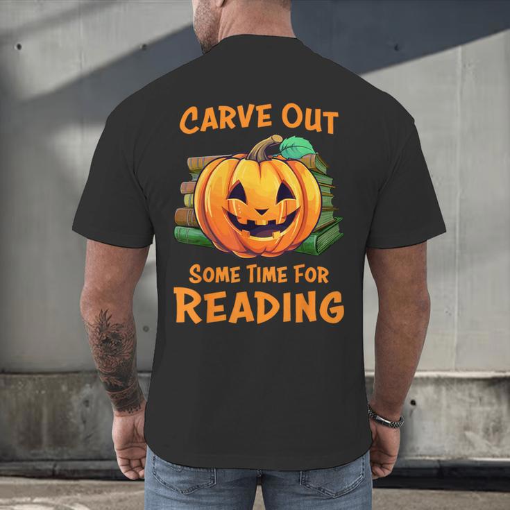 Halloween Teacher Librarian Pumpkin Reading Books Men Women Kids Men's Back Print T-Shirt, gift for family, gift for coworker Halloween Teacher Librarian Pumpkin Reading Books Men Women Kids Men's Back Print T-Shirt, gift for family, gift for coworker