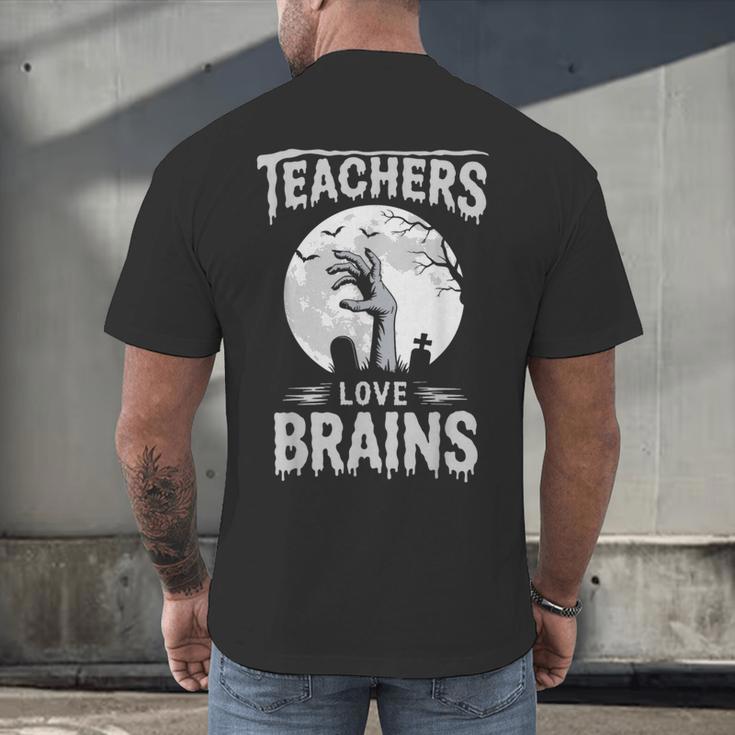 Halloween Teacher Tshirts Zombie Teachers Love Brains Men's Back Print T-Shirt, gift for family, gift for coworker Halloween Teacher Tshirts Zombie Teachers Love Brains Men's Back Print T-Shirt, gift for family, gift for coworker