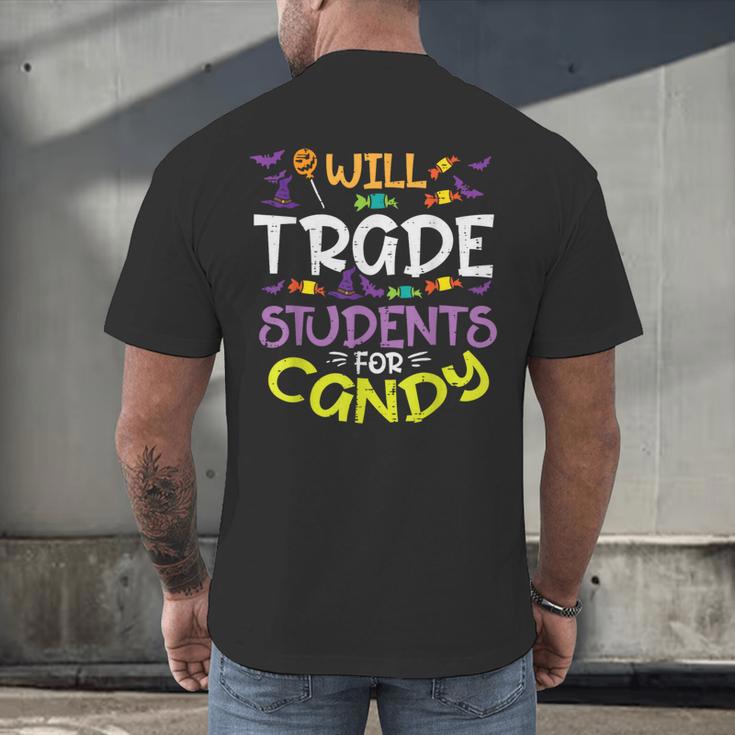 Halloween Teacher Will Trade Students For Candy Women Men Men's Back Print T-Shirt, gift for family, gift for coworker