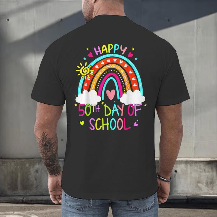 Happy 50th Days Of School Rainbow Teacher 50 Days Smarter Men's Back Print T-Shirt, gift for family, gift for coworker Happy 50th Days Of School Rainbow Teacher 50 Days Smarter Men's Back Print T-Shirt, gift for family, gift for coworker