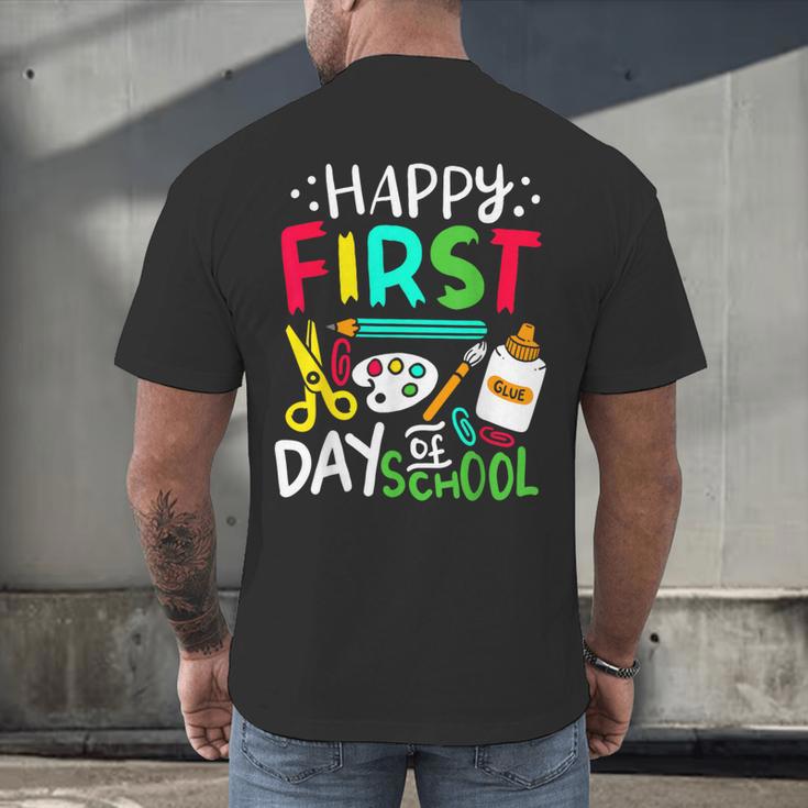 Happy First Day Of School Teacher Back To School Student Men's Back Print T-Shirt, gift for family, gift for coworker Happy First Day Of School Teacher Back To School Student Men's Back Print T-Shirt, gift for family, gift for coworker