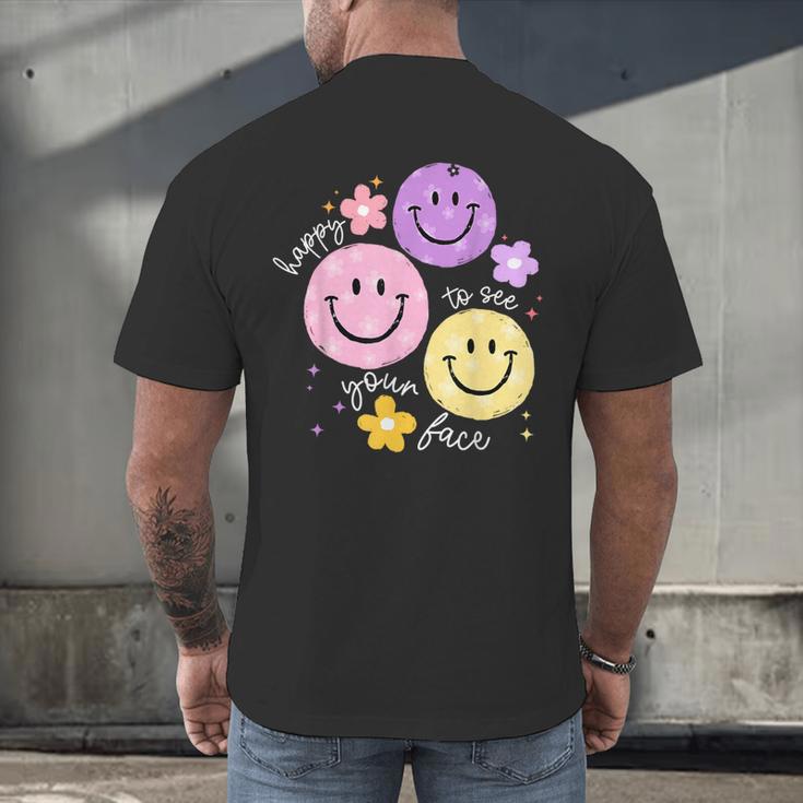 Happy To See Your Face Teacher Flower Back To School Men's Back Print T-Shirt, gift for family, gift for coworker Happy To See Your Face Teacher Flower Back To School Men's Back Print T-Shirt, gift for family, gift for coworker