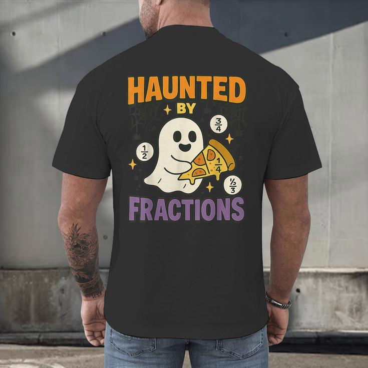 Haunted By Fractions Math Halloween Teacher Men's Back Print T-Shirt, gift for family, gift for coworker