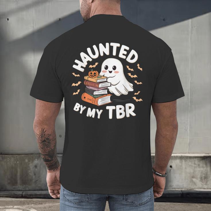 Haunted By My TBR Cute Ghost Book Reading Teacher Halloween Men's Back Print T-Shirt, gift for family, gift for coworker Haunted By My TBR Cute Ghost Book Reading Teacher Halloween Men's Back Print T-Shirt, gift for family, gift for coworker