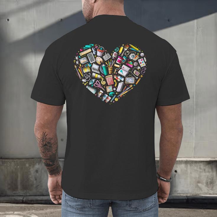 Heart Shape Art Teacher And Painting Sketching Artist Men's Back Print T-Shirt, gift for family, gift for coworker Heart Shape Art Teacher And Painting Sketching Artist Men's Back Print T-Shirt, gift for family, gift for coworker