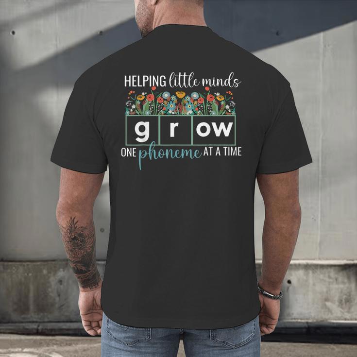 Helping Little Minds Grow One Phoneme At A Time Teacher Men's Back Print T-Shirt, gift for family, gift for coworker Helping Little Minds Grow One Phoneme At A Time Teacher Men's Back Print T-Shirt, gift for family, gift for coworker