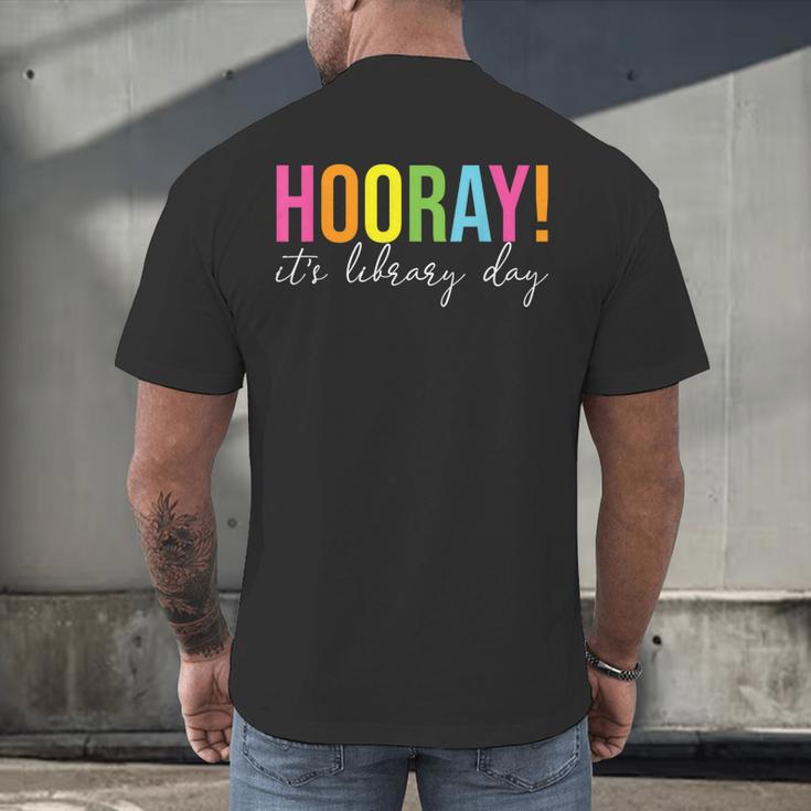 Hooray It's Library Day Teacher Reader Books Back To School Men's Back Print T-Shirt, gift for family, gift for coworker Hooray It's Library Day Teacher Reader Books Back To School Men's Back Print T-Shirt, gift for family, gift for coworker