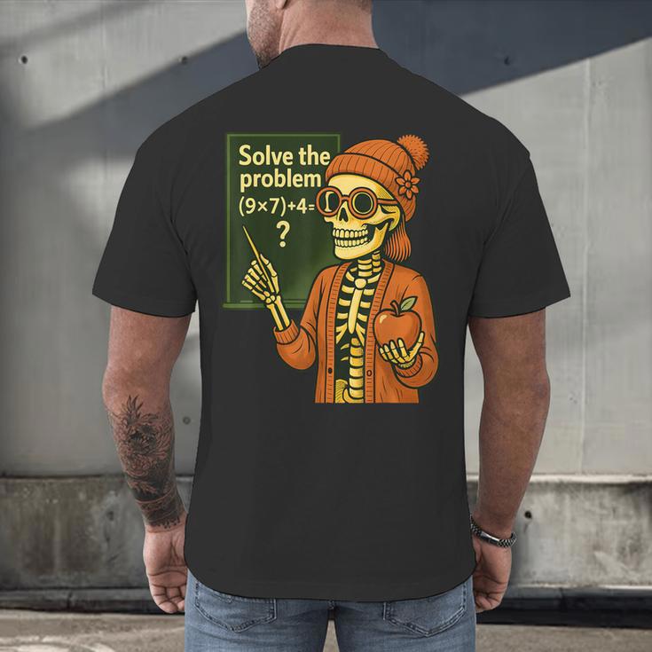 HUGvyn Halloween Skeleton Six Seven 67 Meme PEMDAS Teacher Men's Back Print T-Shirt, gift for family, gift for coworker