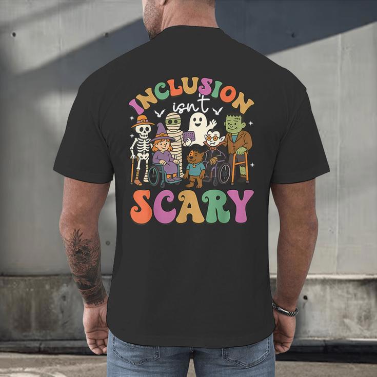 Inclusion Isn't Scary Ghost Mummy Halloween SLP Sped Teacher Men's Back Print T-Shirt, gift for family, gift for coworker Inclusion Isn't Scary Ghost Mummy Halloween SLP Sped Teacher Men's Back Print T-Shirt, gift for family, gift for coworker