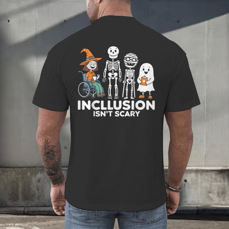 Inclusion Isn't Scary SLP Halloween Costume Sped Teacher Men's Back Print T-Shirt, gift for family, gift for coworker Inclusion Isn't Scary SLP Halloween Costume Sped Teacher Men's Back Print T-Shirt, gift for family, gift for coworker
