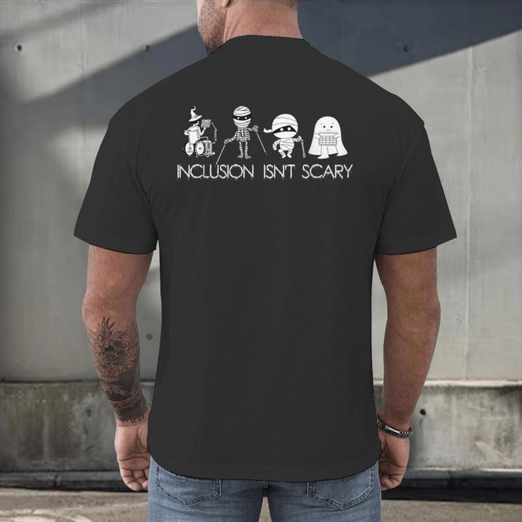 Inclusion Isn't Scary Slp Halloween Sped Teacher Ghost Mummy Men's Back Print T-Shirt, gift for family, gift for coworker Inclusion Isn't Scary Slp Halloween Sped Teacher Ghost Mummy Men's Back Print T-Shirt, gift for family, gift for coworker