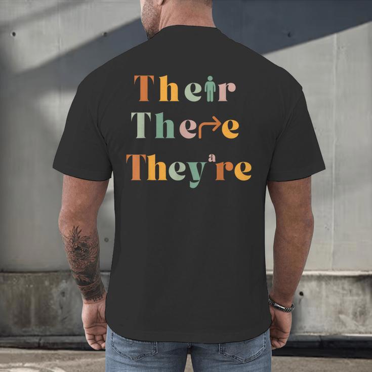 Their There They'Re English Teacher Gramma Police Joke Men's Back Print T-Shirt, gift for family, gift for coworker