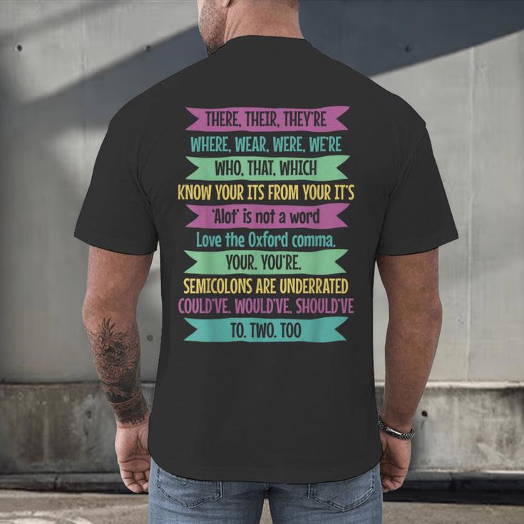 Their There And They'Re English Teacher Men Women Men's Back Print T-Shirt, gift for family, gift for coworker Their There And They'Re English Teacher Men Women Men's Back Print T-Shirt, gift for family, gift for coworker