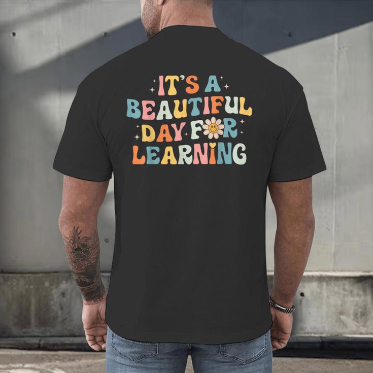 It's Beautiful Day For Learning Retro Teacher Women Men Men's Back Print T-Shirt, gift for family, gift for coworker It's Beautiful Day For Learning Retro Teacher Women Men Men's Back Print T-Shirt, gift for family, gift for coworker