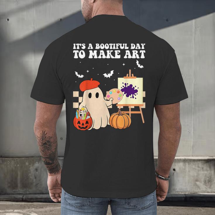 It's A Bootiful Day To Make Art Groovy Art Teacher Halloween Men's Back Print T-Shirt, gift for family, gift for coworker It's A Bootiful Day To Make Art Groovy Art Teacher Halloween Men's Back Print T-Shirt, gift for family, gift for coworker