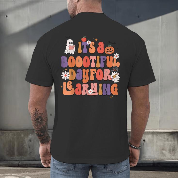 It's A Bootiful Day For Learning Cute Teacher Halloween Men's Back Print T-Shirt, gift for family, gift for coworker It's A Bootiful Day For Learning Cute Teacher Halloween Men's Back Print T-Shirt, gift for family, gift for coworker