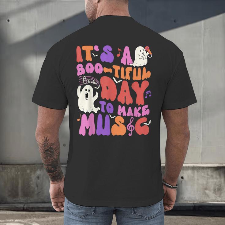 It's a Bootiful Day To Make Music Halloween Music Teacher Men's Back Print T-Shirt, gift for family, gift for coworker