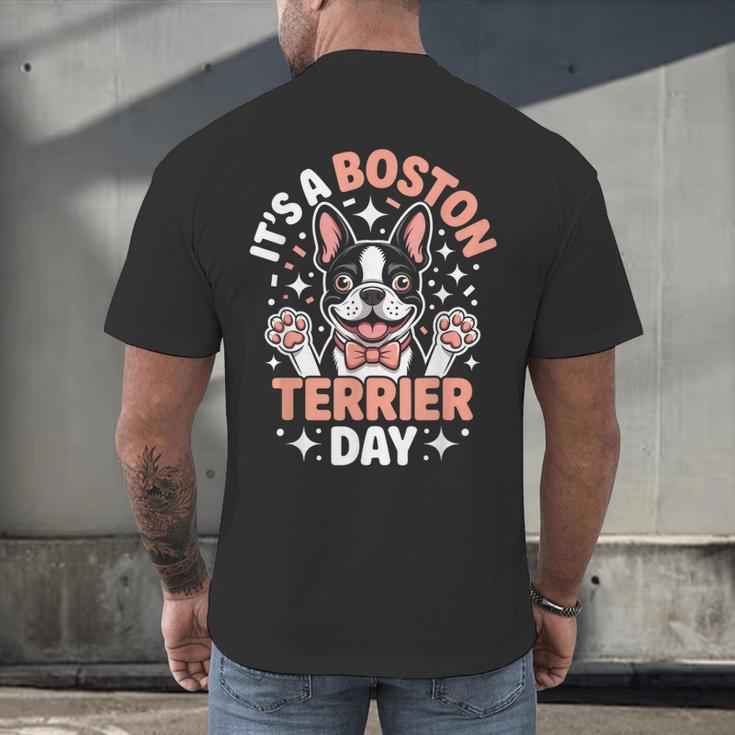It’s A Boston Terrier Day Pet Cute Dog Lover Cartoon Men's Back Print T-Shirt, gift for family, gift for coworker
