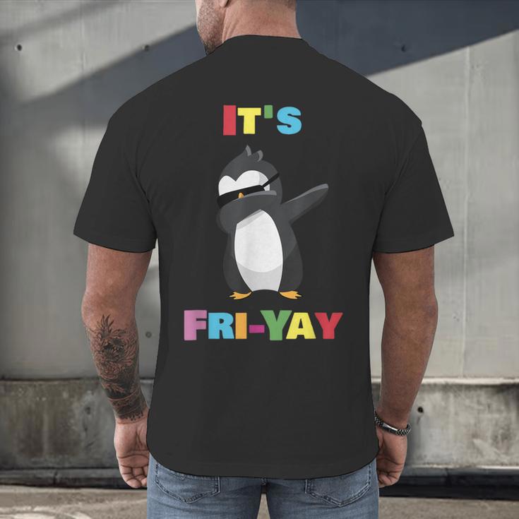 It's Fri-Yay Dabbing Penguin Friday Weekend Teacher Student Men's Back Print T-Shirt, gift for family, gift for coworker It's Fri-Yay Dabbing Penguin Friday Weekend Teacher Student Men's Back Print T-Shirt, gift for family, gift for coworker
