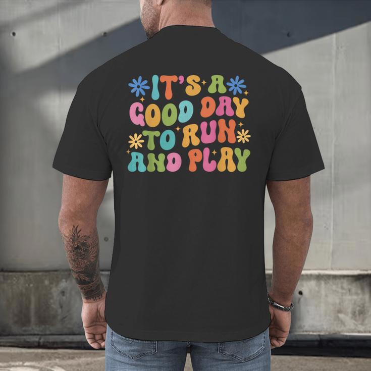 Its A Good Day To Run And Play PE Teacher Physical Education Men's Back Print T-Shirt, gift for family, gift for coworker Its A Good Day To Run And Play PE Teacher Physical Education Men's Back Print T-Shirt, gift for family, gift for coworker