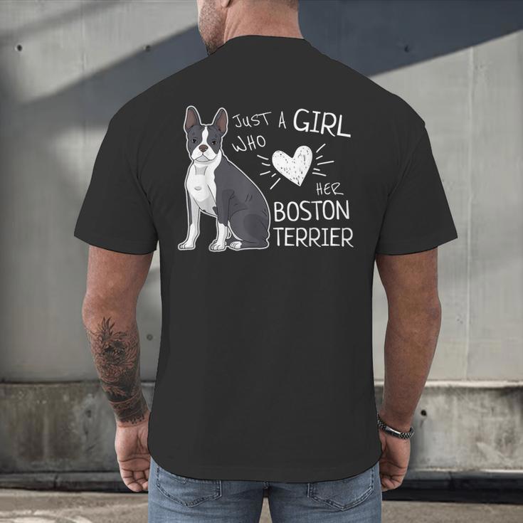 Just A Girl Who Loves Her Boston Terrier Puppy Love Men's Back Print T-Shirt, gift for family, gift for coworker