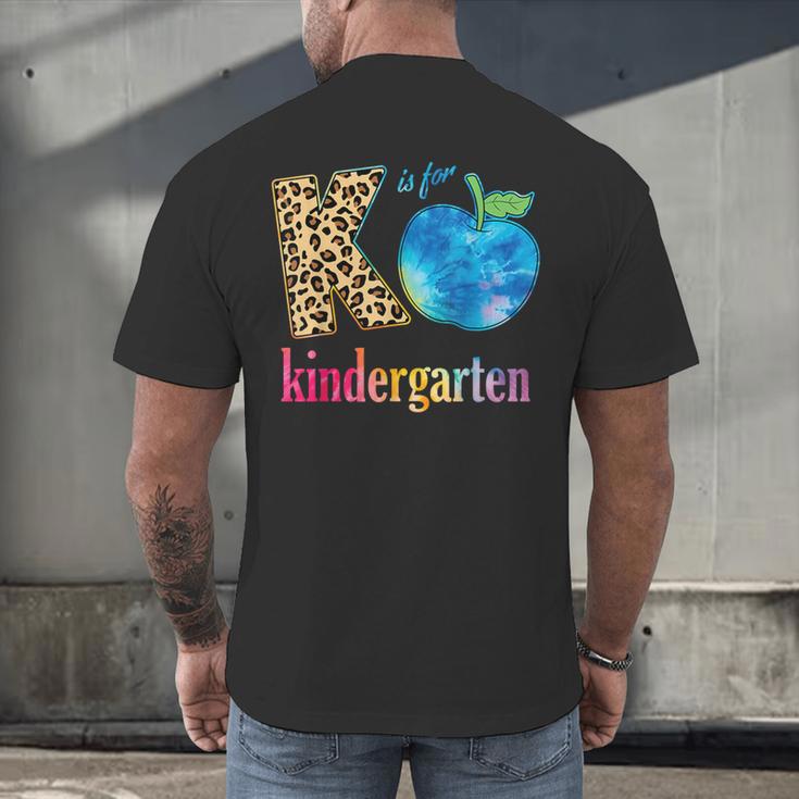K Is For Kindergarten Teacher Tie Dye Back To School Kinder For Men Women Girls Kids Men's Back Print T-Shirt, gift for family, gift for coworker K Is For Kindergarten Teacher Tie Dye Back To School Kinder For Men Women Girls Kids Men's Back Print T-Shirt, gift for family, gift for coworker