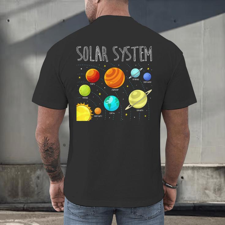 Kids Solar Systems Cute Planets Space Science Teacher School Men's Back Print T-Shirt, gift for family, gift for coworker