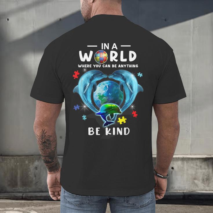 Be Kind Dolphin Autism Awareness Back To School Teacher Men Women Kids Men's Back Print T-Shirt, gift for family, gift for coworker